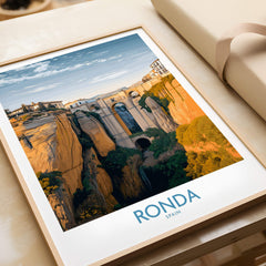 Ronda Spain Poster | Iconic Stone Bridge & Valley View Canvas Print showcasing the stunning natural landscape of Ronda.