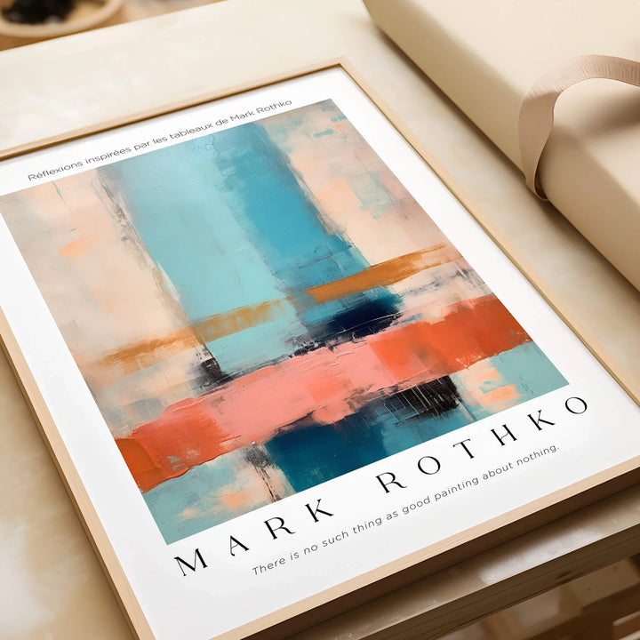 Rothko Inspired Abstract Pastel Color Art Print | Minimalist Vertical Blocks Poster displayed in a stylish frame.