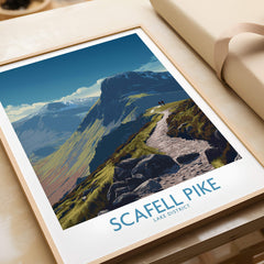 Scafell Pike Lake District Poster | Hiking Trail Landscape Canvas Print showcasing the stunning mountain hiking trail.