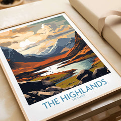 The Highlands Wall Art | Modern Style showcasing vibrant colors of Scotland's Highlands in a captivating landscape design.