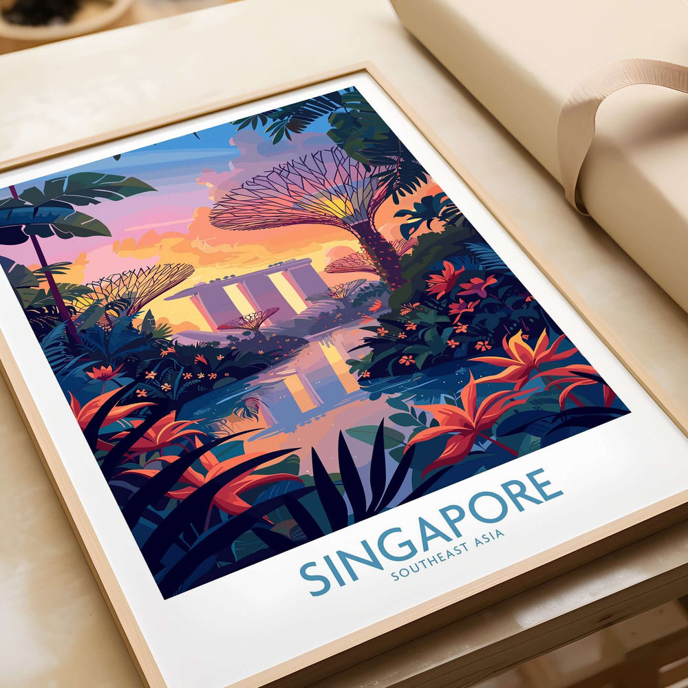 Singapore Wall Art featuring vibrant colors and iconic landmarks of Singapore, perfect for home decor.