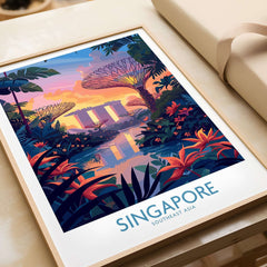 Singapore Wall Art featuring vibrant colors and iconic landmarks of Singapore, perfect for home decor.