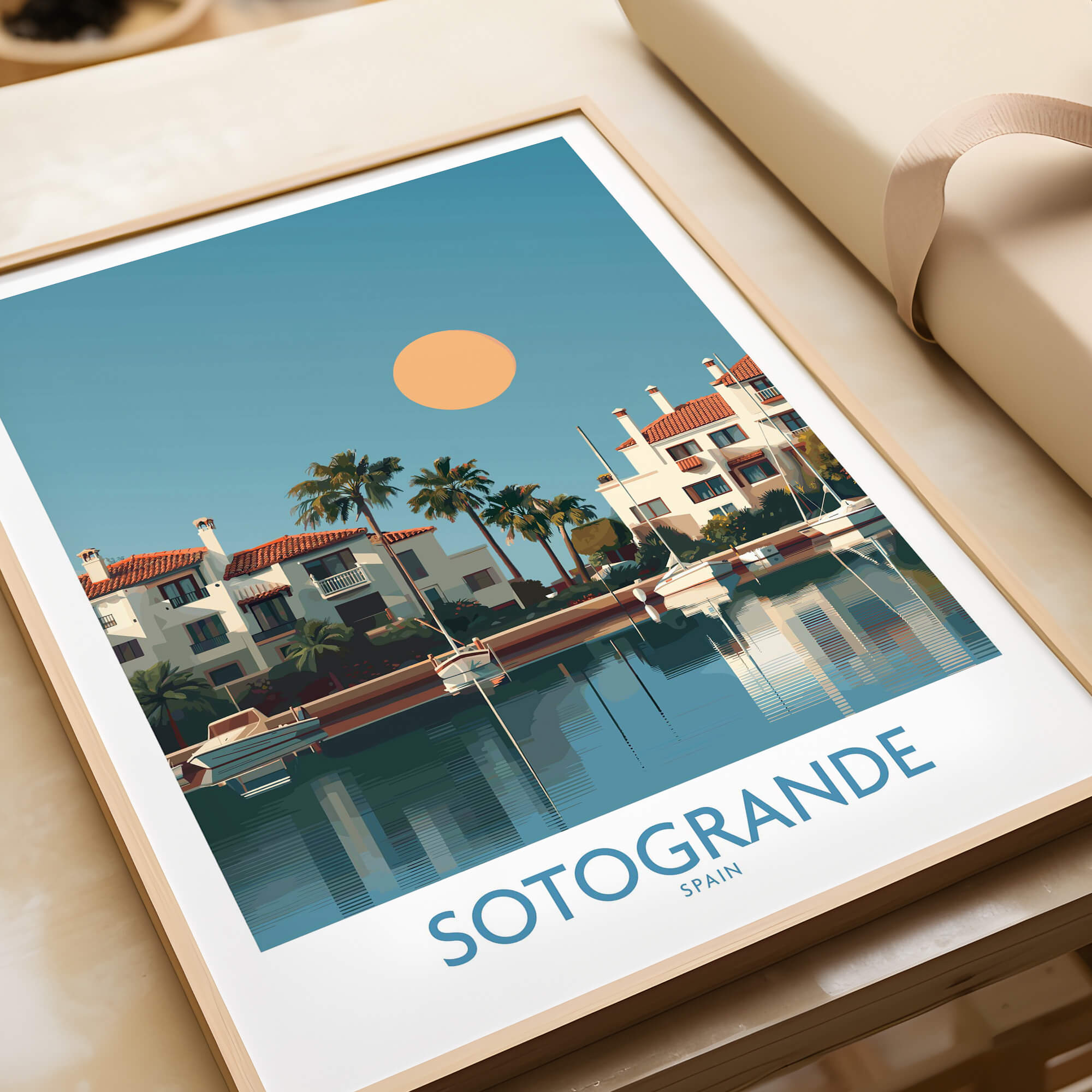 Sotogrande Spain Canvas Print | Mediterranean Waterfront Scenery Poster showcasing coastal elegance and charm.