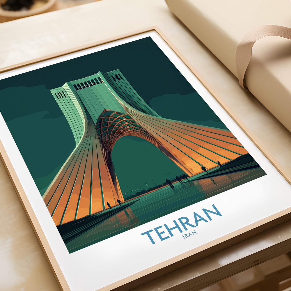 Tehran Iran Canvas Print | Iconic Persian Monument Cityscape Poster featuring Azadi Tower in vibrant colors