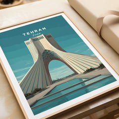 Tehran Wall Art Print | Iran Travel Poster featuring the iconic Azadi Tower in vibrant colors.