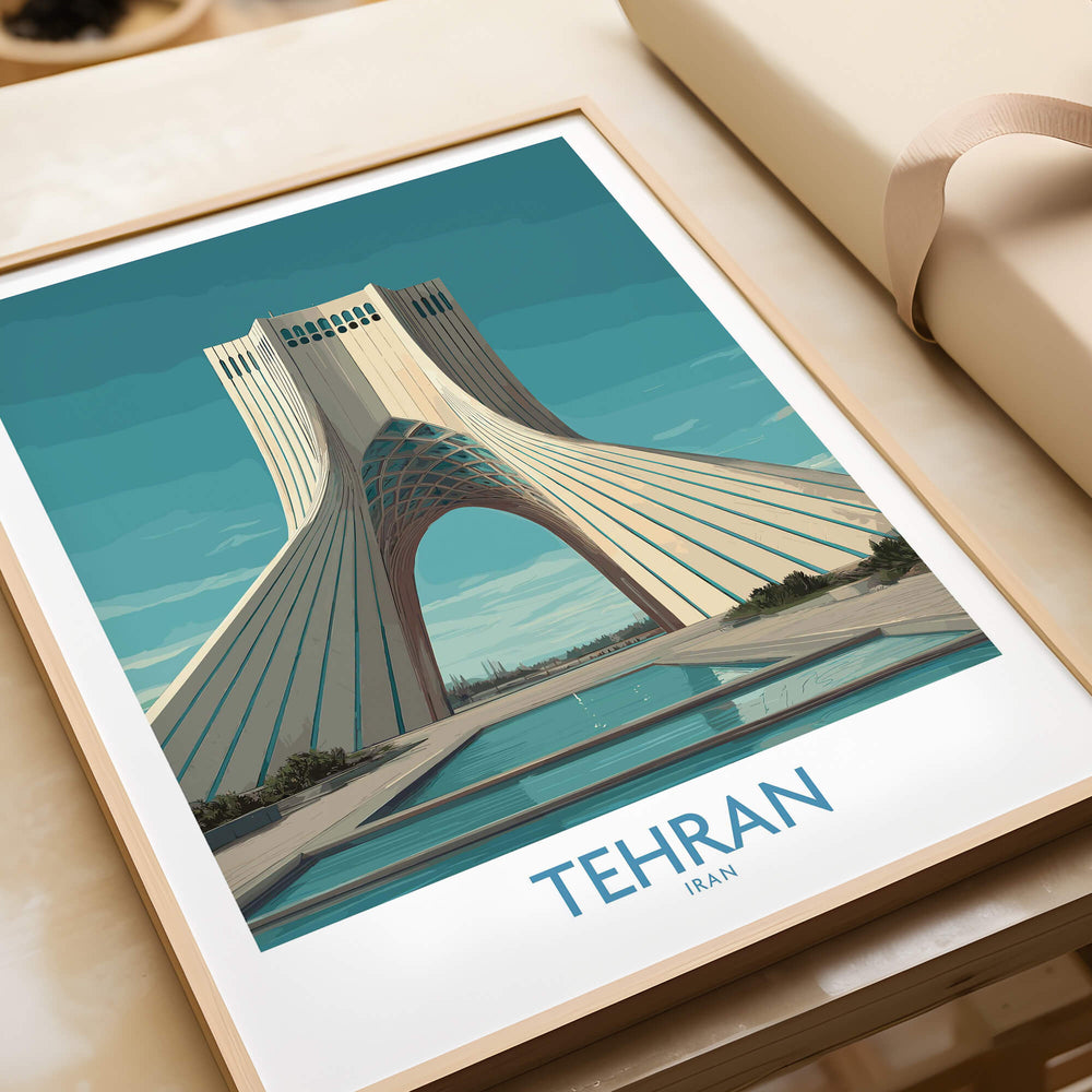 Tehran Poster Iran | Azadi Tower Sunset Architecture Canvas Print showcasing architectural beauty of Iran.