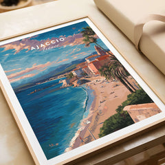Ajaccio Canvas Print | French Travel Wall Decor featuring vibrant coastal scenery of Corsica's shores.