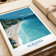 Albania Art Print | Turquoise Water Coastal Wall Decor featuring a stunning beach and turquoise waters.
