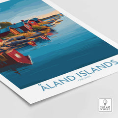 Åland Islands Art Print | Finland Archipelago Wall Decor Poster showcasing serene waters and coastal homes.