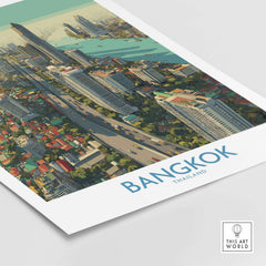 Bangkok Thailand Modern City View Wall Art - Cityscape Poster showcasing vibrant cityscape and architectural beauty.