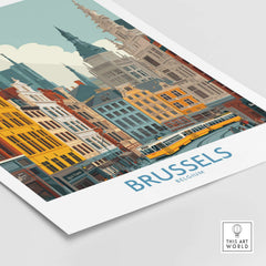 Brussels Wall Art - Belgium Historic Buildings Print showcasing colorful architecture and heritage of Brussels.