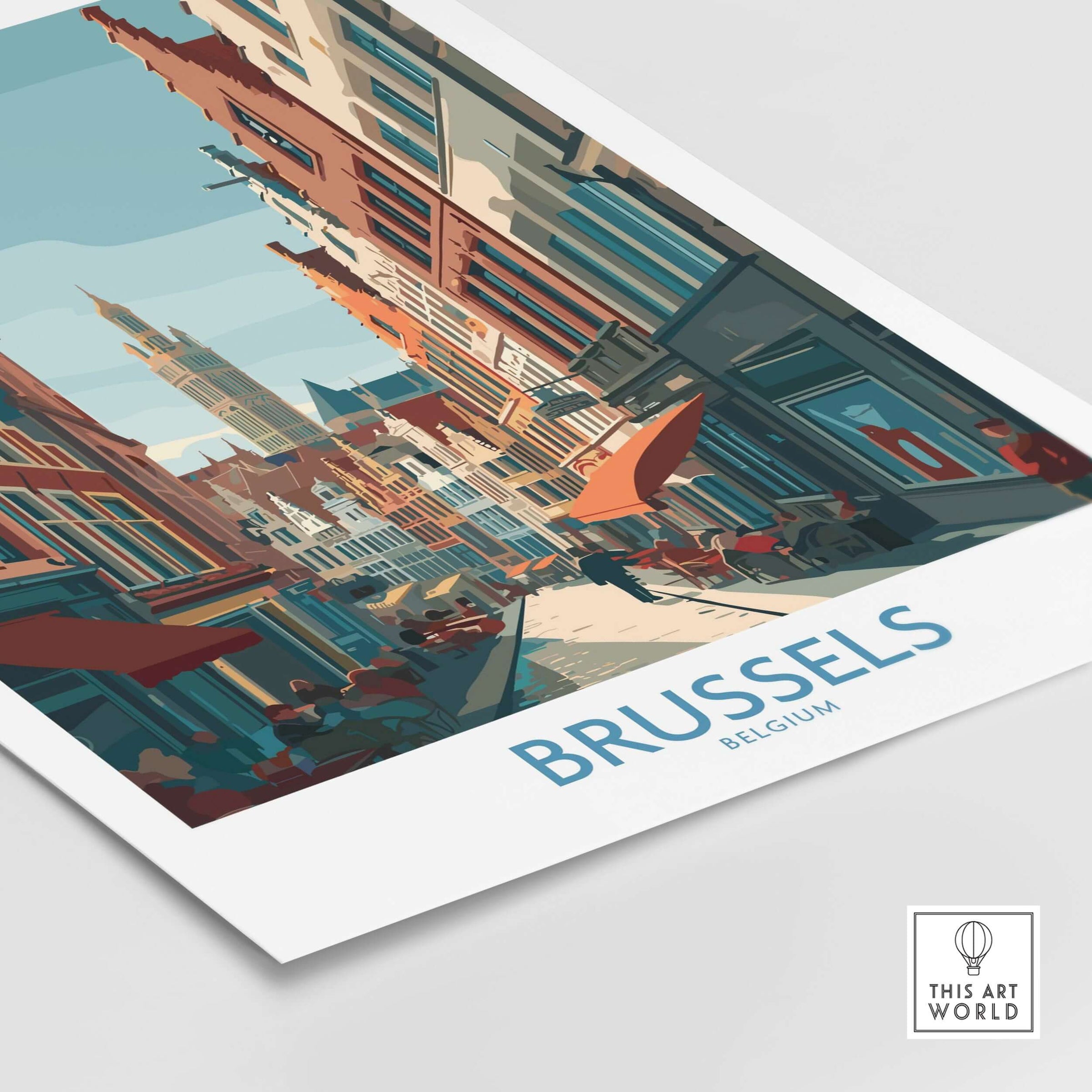 Brussels Belgium Wall Art - European Capital Print showcasing vibrant streets and architecture of Brussels.