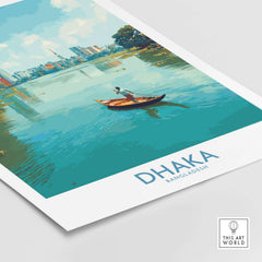 Dhaka Print Bangladesh Buriganga River Poster - Bangladeshi Cityscape Decor featuring a serene river scene.