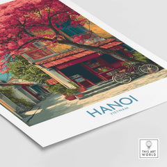 Hanoi Vietnam Poster - Historic Hanoi Scene Decor showcasing vibrant architecture and culture.