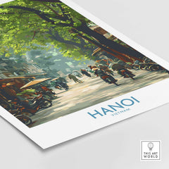 Hanoi Vietnam Street Wall Art - Vietnamese Poster featuring vibrant street scene in Hanoi, capturing the essence of Vietnamese culture.