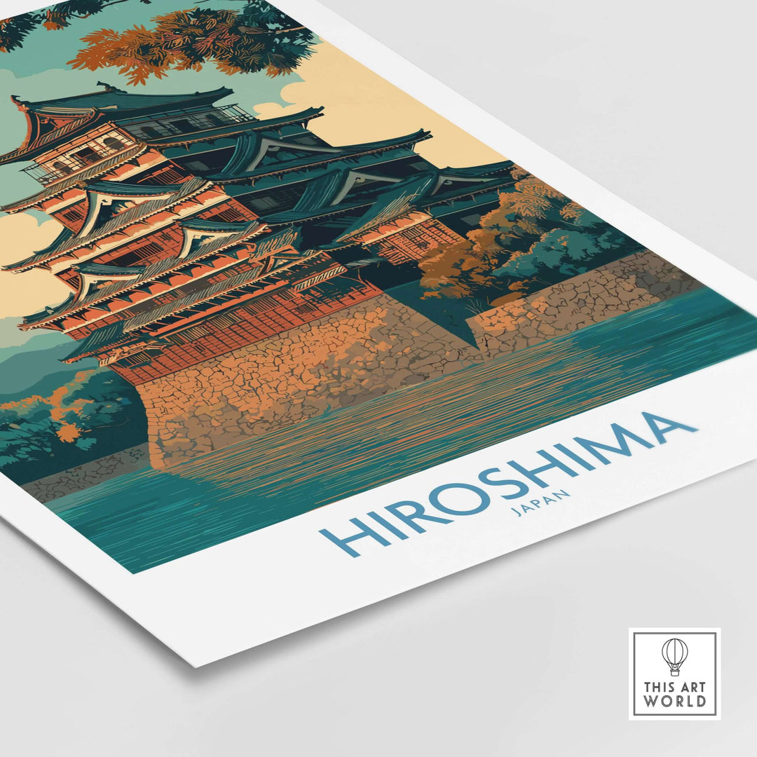 Hiroshima Japan wall art featuring traditional architecture and cultural heritage as decor.
