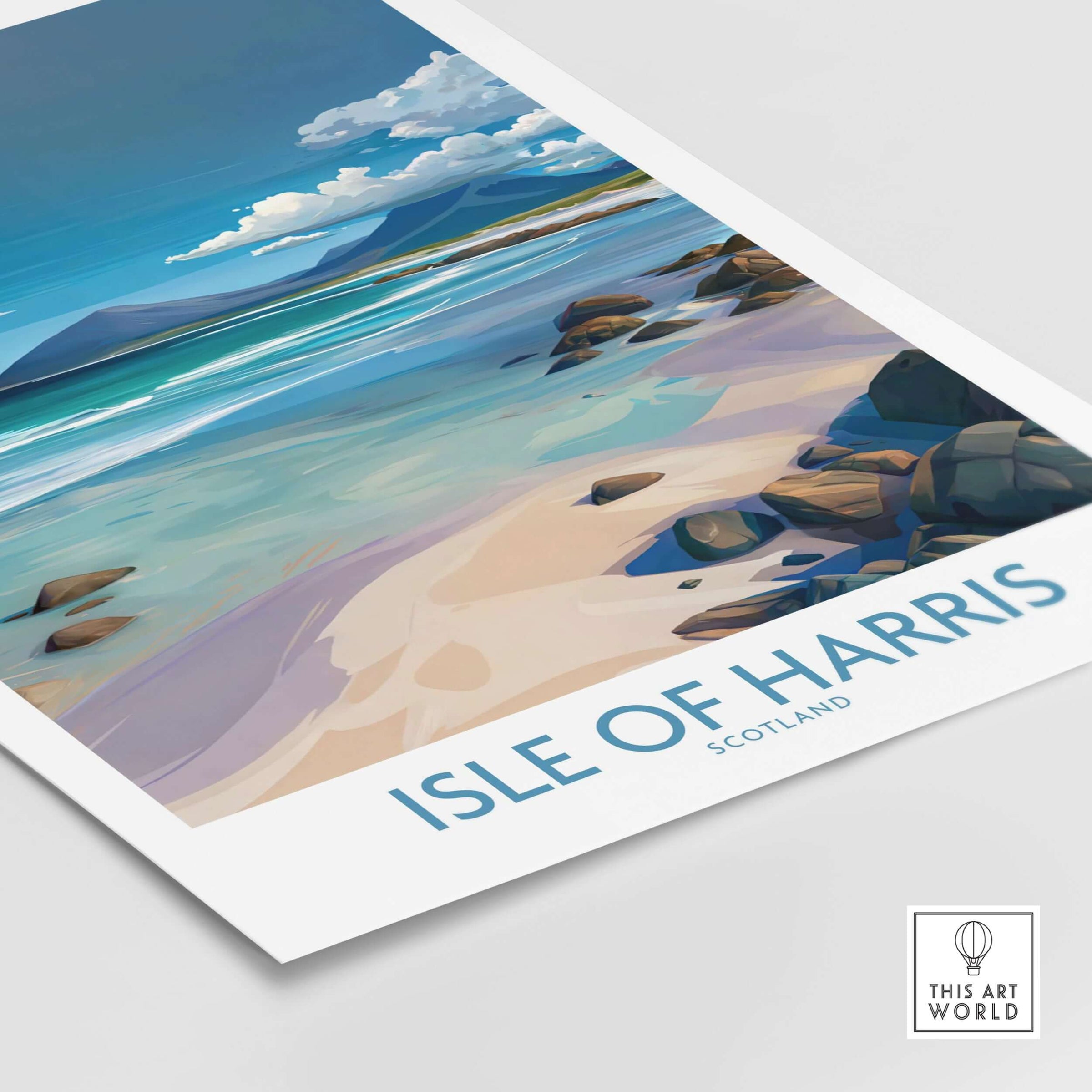 Isle of Harris Poster Scotland Clear Waters - Hebridean Seascape Decor showcasing clear waters and stunning seaside landscape.