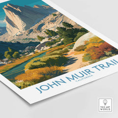 John Muir Trail California Alpine Valley Poster - Yosemite National Park Print showcasing a vibrant landscape.