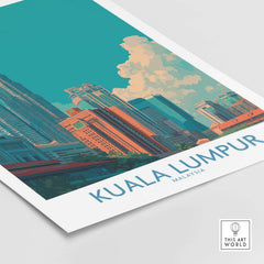 Kuala Lumpur Malaysia Urban Cityscape Poster - Malaysian Capital Art Print featuring a vibrant city skyline.