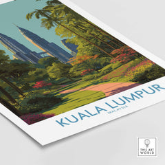 Kuala Lumpur Malaysia Print Sunny Urban Oasis - Malaysian Travel Poster showcasing modern architecture and greenery.