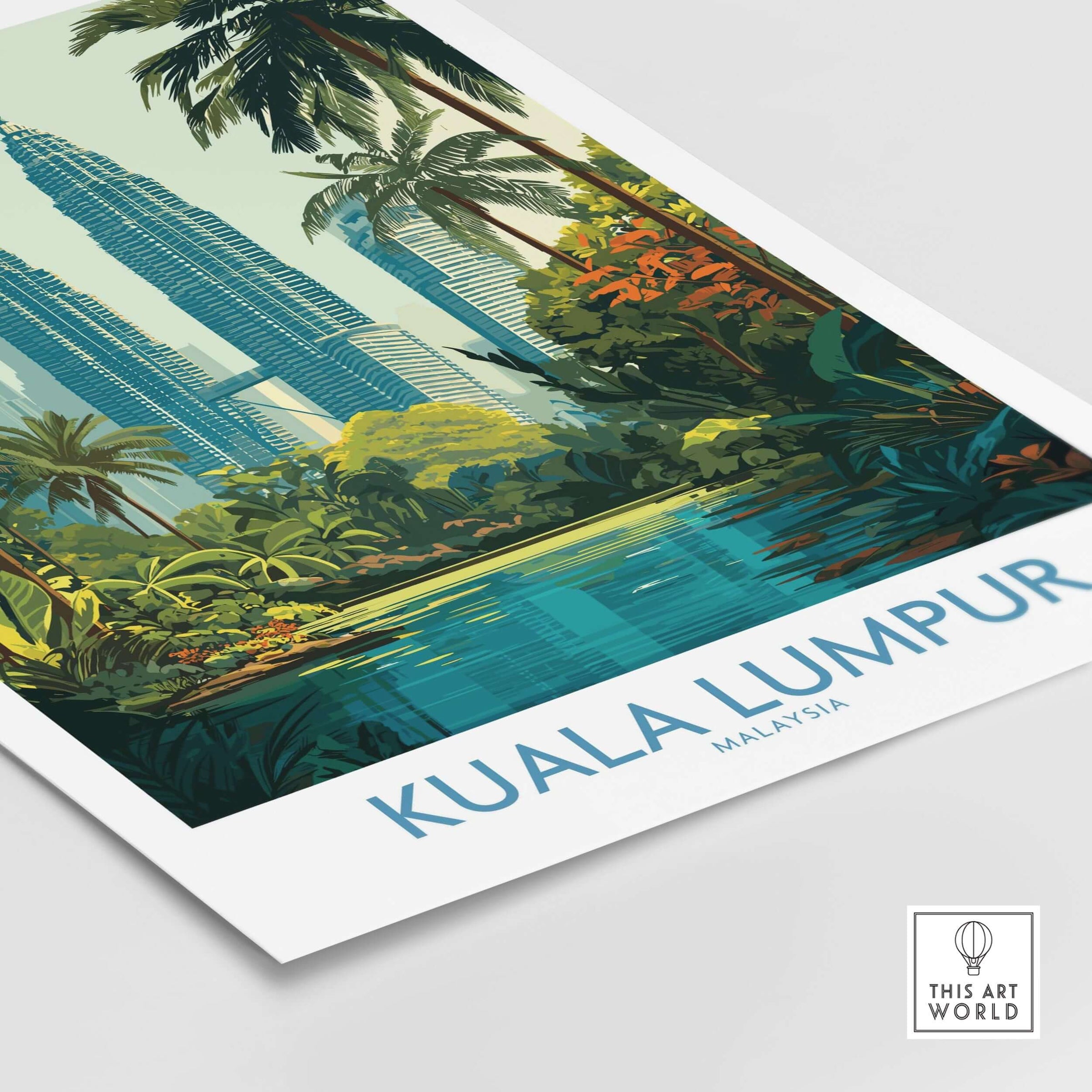 Kuala Lumpur Malaysia KLCC Park Wall Art - Malaysian Skyline Art Print featuring the iconic Petronas Towers.
