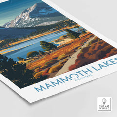 Mammoth Lakes California Wall Art - Eastern Sierra Travel Print showcasing stunning mountains and serene lakes.