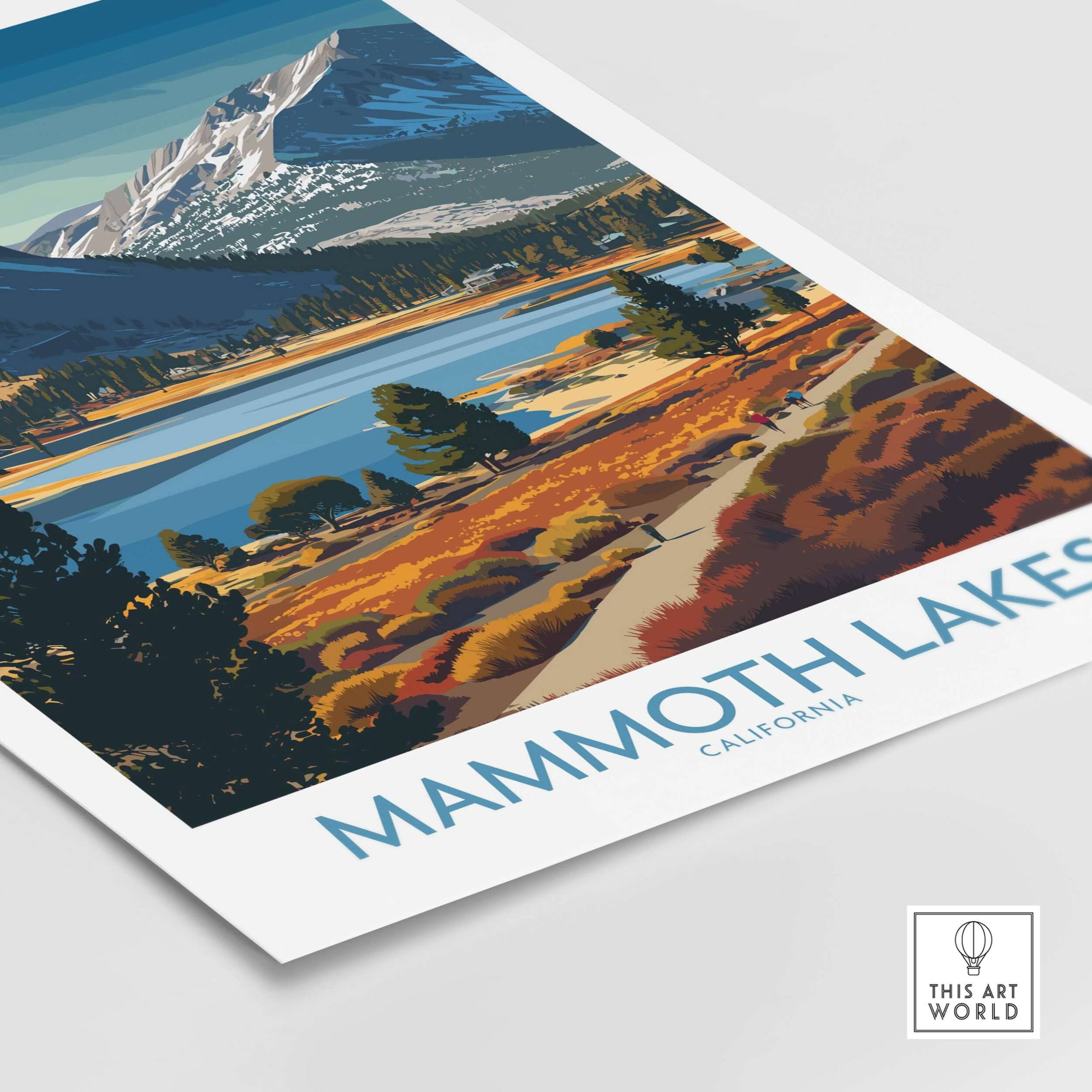 Mammoth Lakes California Wall Art - Eastern Sierra Travel Print showcasing stunning mountains and serene lakes.