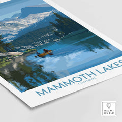 Mammoth Lakes Wal Art - California Travel Print featuring serene kayaking scene in stunning nature.