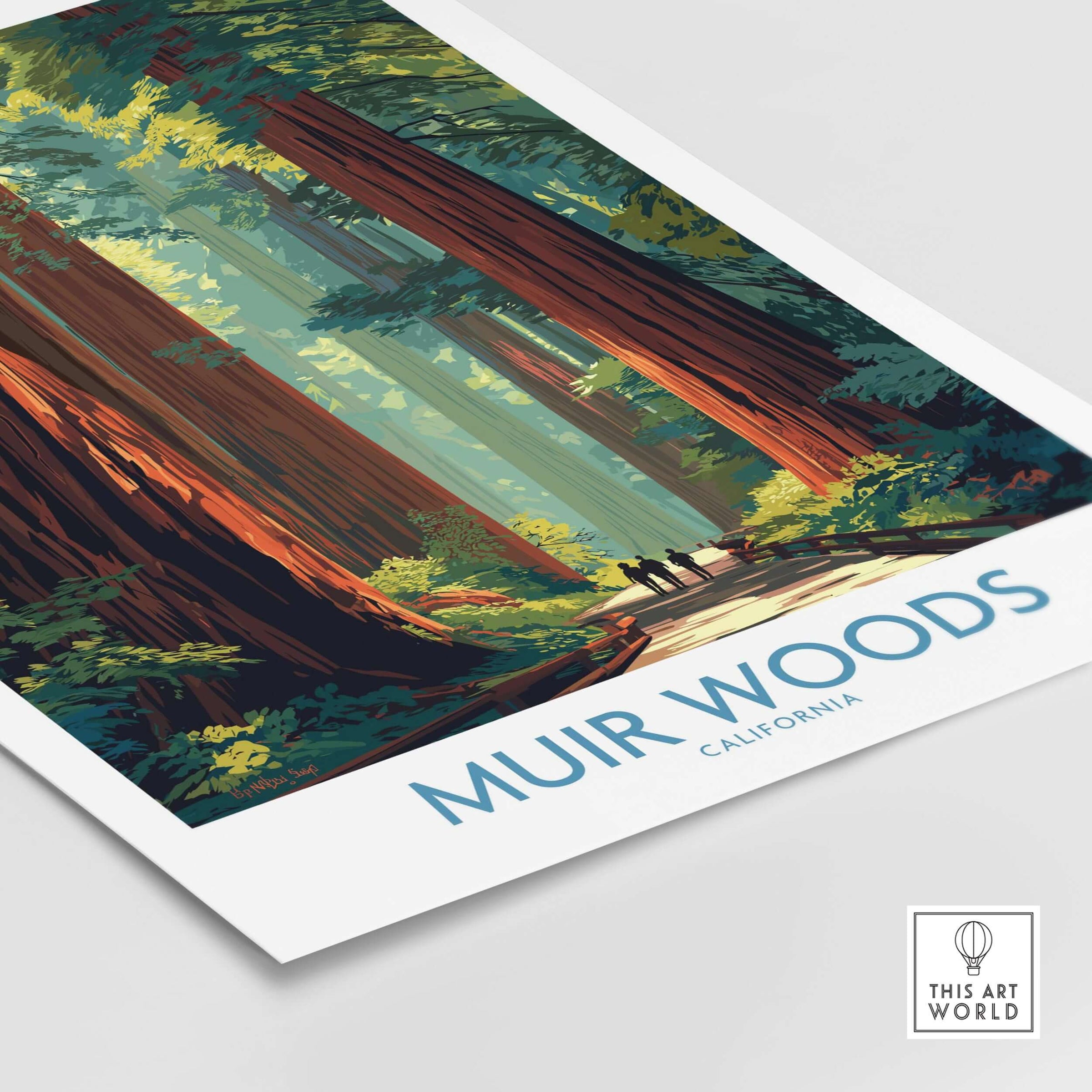 Muir Woods Print California - California National Park Wall Art featuring towering redwoods and forest scenery.
