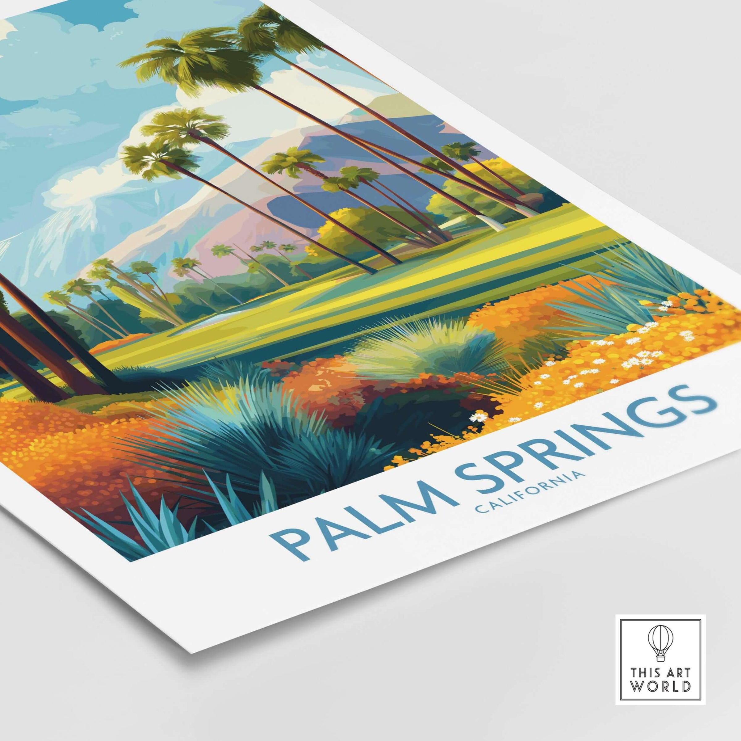 Palm Springs Vibrant Garden Poster - California Golf Vacation Travel showcasing colorful golf scenery and lush vegetation.
