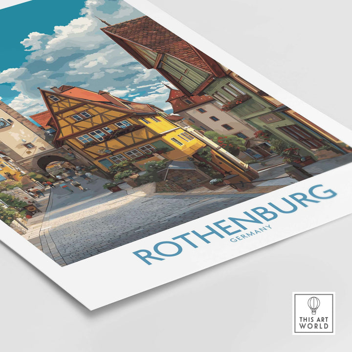 Rothenburg Wall Art Print showcasing charming medieval architecture in Germany's picturesque streets.
