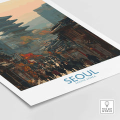 Seoul South Korea Old Town Skyline Wall Art showcasing the historic charm and beauty of Seoul's old town.