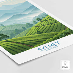 Sylhet Bangladesh Wall Art - Scenic Nature Print showcasing lush green hills and serene landscapes of Sylhet region.