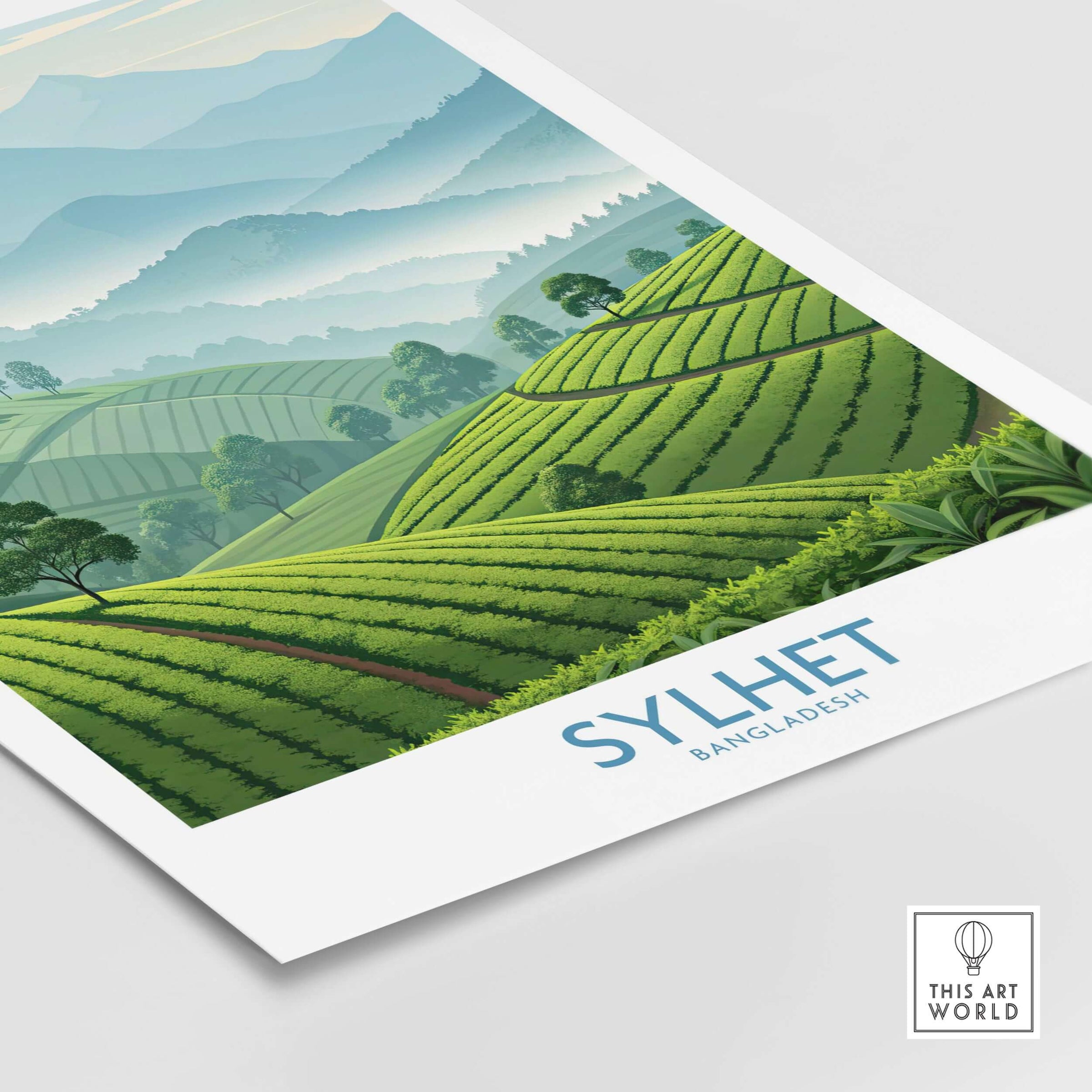 Sylhet Bangladesh Wall Art - Scenic Nature Print showcasing lush green hills and serene landscapes of Sylhet region.