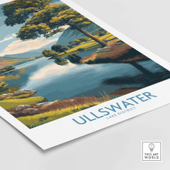 Ullswater Lake District Autumn Trees Landscape Wall Art - UK Lake District Decor featuring serene lake and autumn colors.