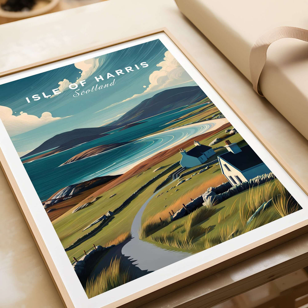 Isle of Harris Scotland beach print showcasing scenic coastal views and tranquil landscape art.