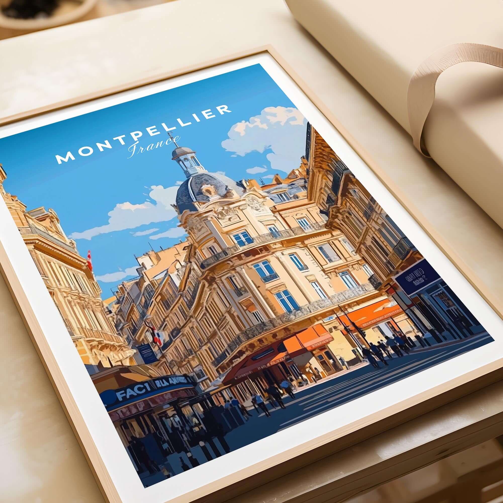 Montpellier Print France showcasing the charming streets and historic architecture of Montpellier.