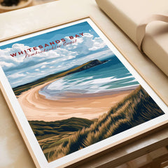 Whitesands Bay Pembrokeshire Sandy Bay Seaside Print - Welsh Coastal Wall Art showcasing serene beach scenery.