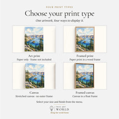 Emerald Bay Fannette Island in Emerald Bay watercolour art print, print type options: art print, framed print or canvas