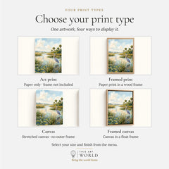 Everglades National Park herons in the wetlands watercolour art print, print type options: art print, framed print or canvas