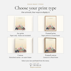 Florence city skyline art print, print type options: art print, framed print or canvas