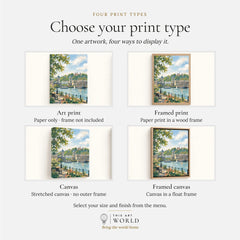 Greenwich Old Royal Naval College and Thames watercolour art print, print type options: art print, framed print or canvas