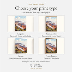 Haleakalā summit crater above the clouds watercolour art print, print type options: art print, framed print or canvas