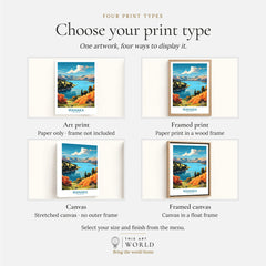 Wanaka Travel Poster New Zealand - print type options: art print, framed print or canvas
