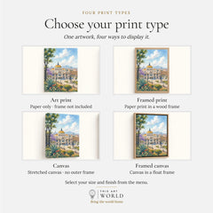 Mexico City Palacio de Bellas Artes watercolour art print, print type options: art print, framed print or canvas