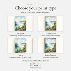 Niagara Falls State Park Horseshoe Falls watercolour art print, print type options: art print, framed print or canvas