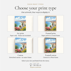 Nice Baie des Anges and promenade watercolour art print, print type options: art print, framed print or canvas