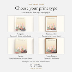 Rochester city skyline art print, print type options: art print, framed print or canvas