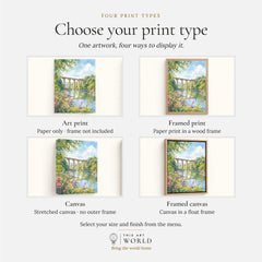 Tamar Valley Calstock Viaduct over the river watercolour art print, print type options: art print, framed print or canvas