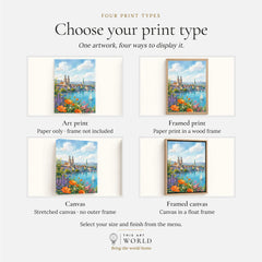 Zurich Grossmünster and the Limmat watercolour art print, print type options: art print, framed print or canvas